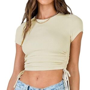 Nenona Blush pink Ruched Side Tie top